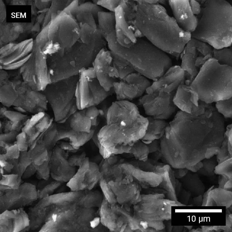 Graphite anode의 금속 오염 물질에 대한 SEM 이미징